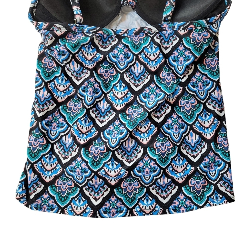 Island Escape NWT Flowy Scorpio Blue Multicolor Print Tankini Women's Size 8 - Picture 8 of 15